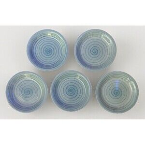 5 Citrus Grove Aqua Blue Swirl Hand Painted Salad Dessert Bread Plate 7.5"